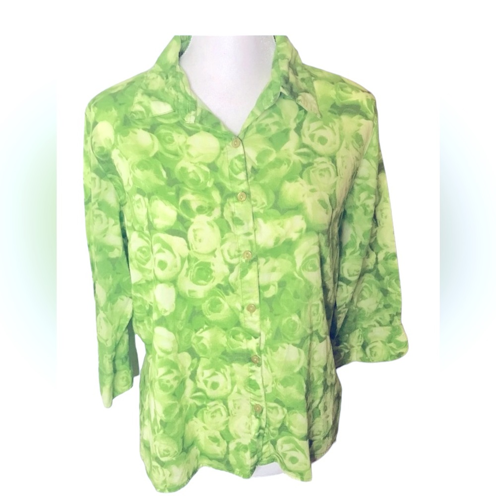Fiorlini International green Floral design button up shirt